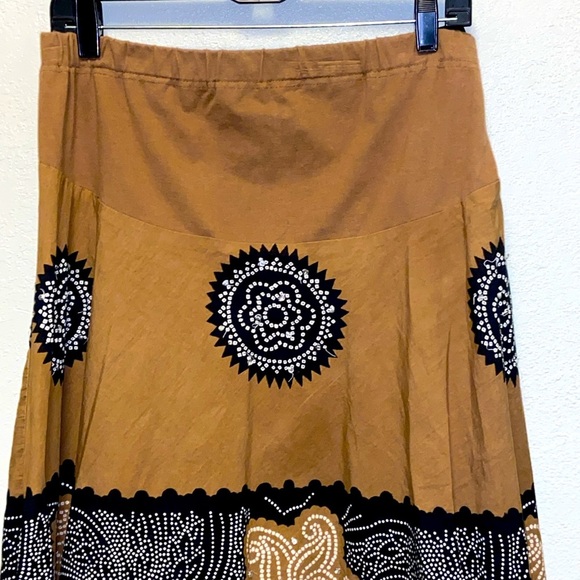Motherhood Maternity Size Small Brown Black Patterned Bohemian Full Skirt 4997 - Picture 2 of 9